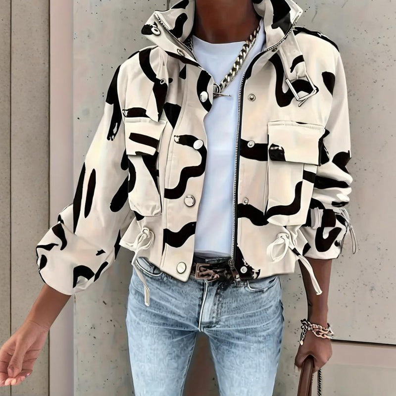 Veste à col montant et ourlet coulissant pour femme