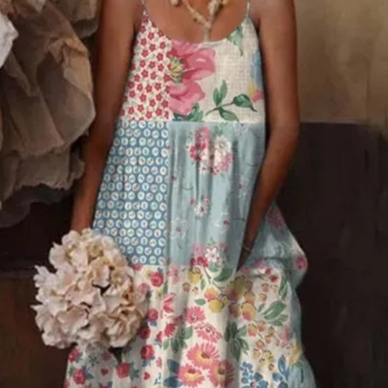 🌺 Robe de vacances à fines bretelles imprimé floral de style européen et américain