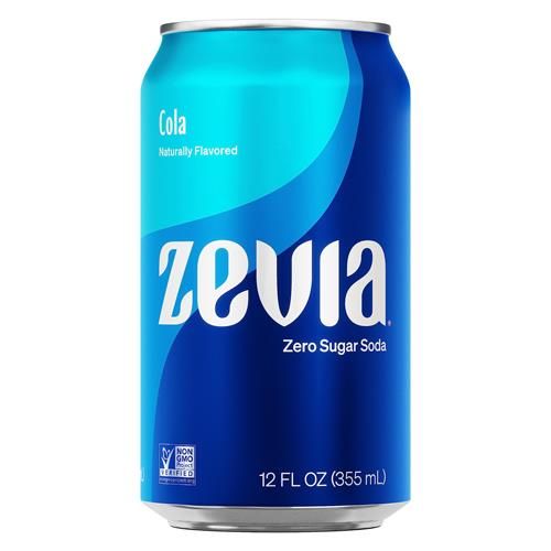 Zevia Zero Sugar Soda, Cola, canettes de 355 ml (paquet de 12)