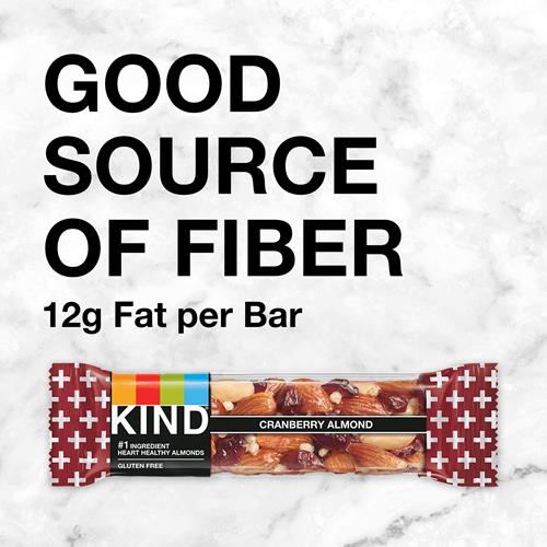 Kind Nut Bars, Canneberge Amande, Snacks Sains, Bonne Source De Fibres, Sans Gluten, 5g Protéines, 6 Barres