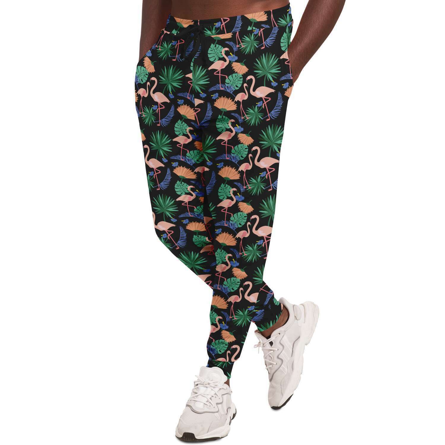 Joggers fleuris exotiques Flamant rose