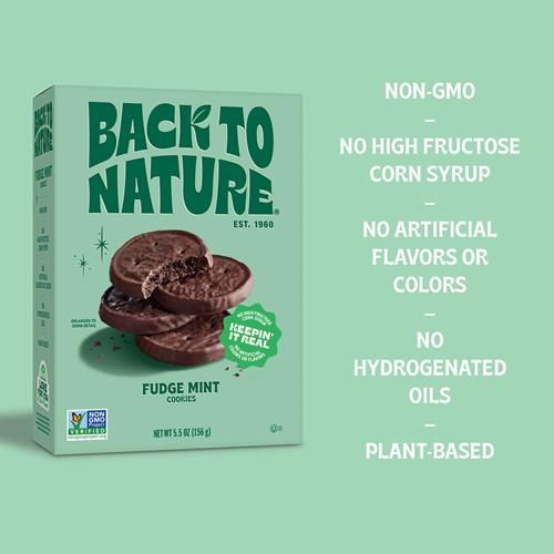 Back To Nature Biscuits Fudge Menthe - Végan, Sans OGM, Faits à base de farine de blé, Snacks Délicieux, 156 g