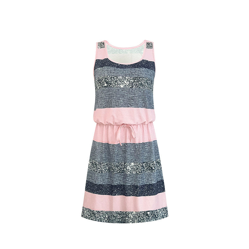 Robe portefeuille courte color block et rayée pour femme