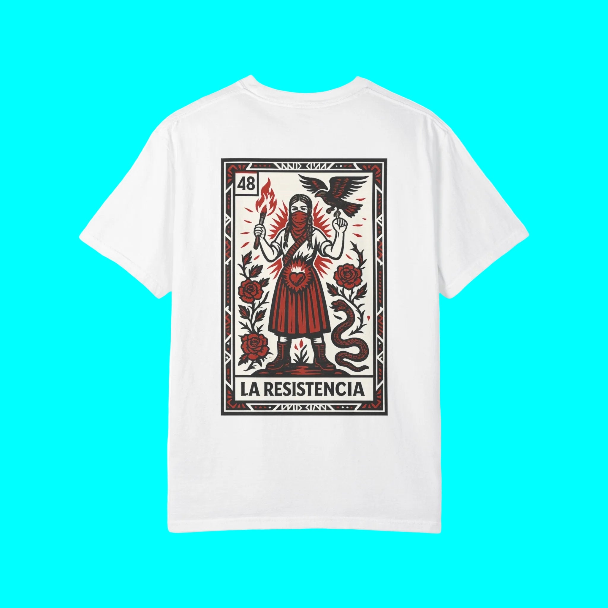 T-shirt double face La Resistencia | Chinga La Migra Édition Protestation Immigration Justice ICE | T-shirts viraux Fierté latine