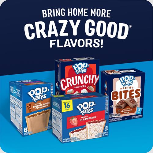 Pop-Tarts Crunchy Poppers Morceaux de collation croustillants fourrés, snacks pour enfants, snacks nomades, Frosted Brownie Crunch, boîte de 5 oz (5 sachets)