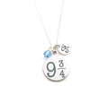 Collier 9¾ inspiré des sorciers – Personnalisé avec initiale et pierre de naissance