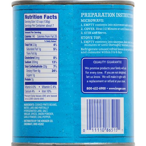 Haricots frits traditionnels Kroger 879 g