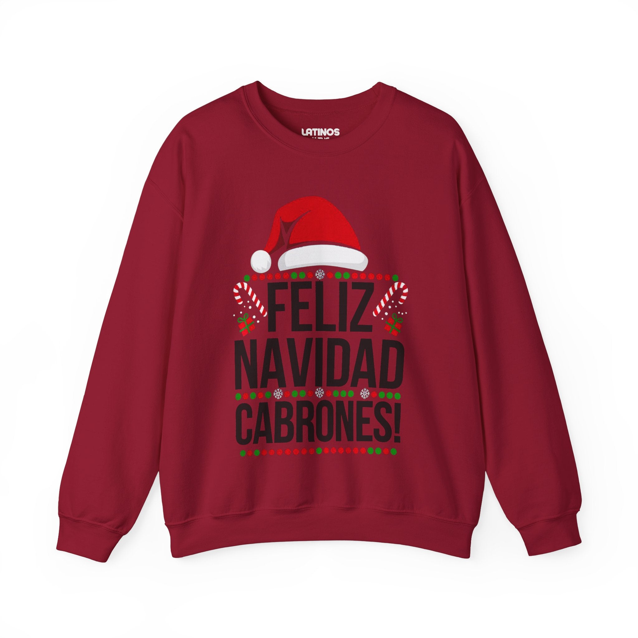 Pull de Noël « Feliz Navidad Cabrones » | Sweat-shirt confortable col rond | Noël latino amusant | 4 couleurs