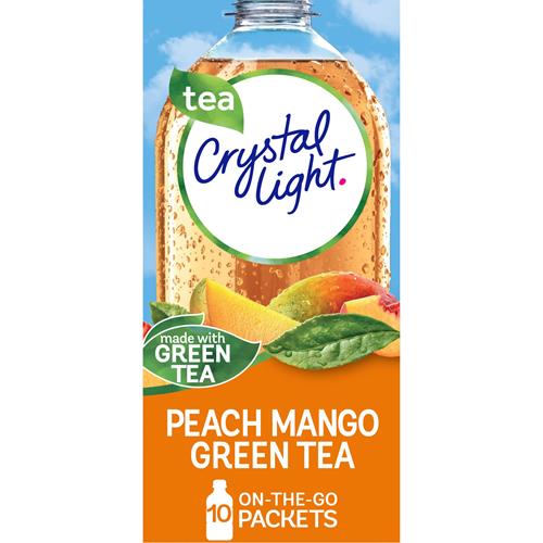 Crystal Light Thé vert pêche mangue arôme naturel, Mélange pour boisson en poudre, 10 sachets individuels