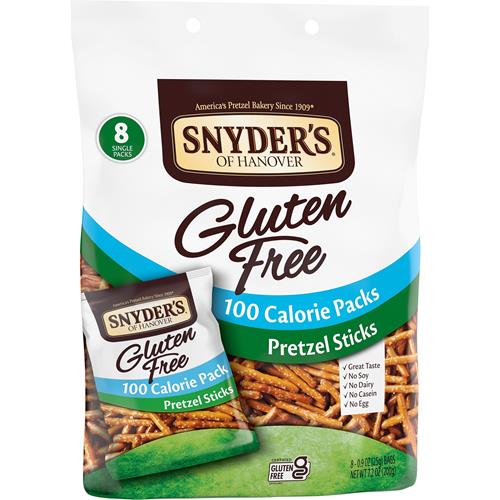 Bâtonnets de Bretzels Sans Gluten Snyders Of Hanover, Paquets Individuels de 100 Calories, 8 unités