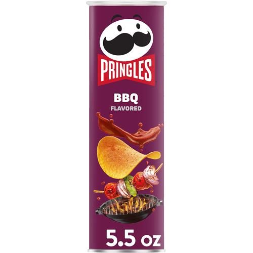 Pringles Chips de pommes de terre, collations pour le déjeuner, collations nomades, barbecue, boîte de 155 g (1 boîte)