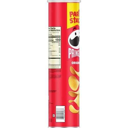 Tuiles de pommes de terre Pringles, collations pour le déjeuner, collations à emporter, pour les fêtes, Original, boîte de 193 g (1 boîte)