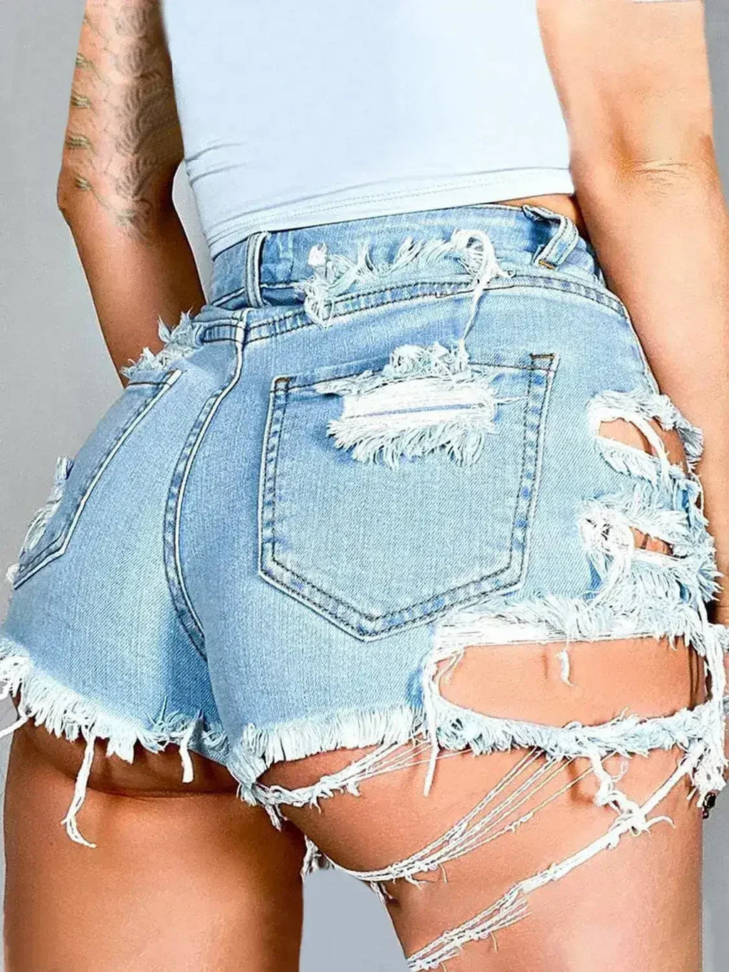 Shorts en jean déchiré avec ourlet brut et poches