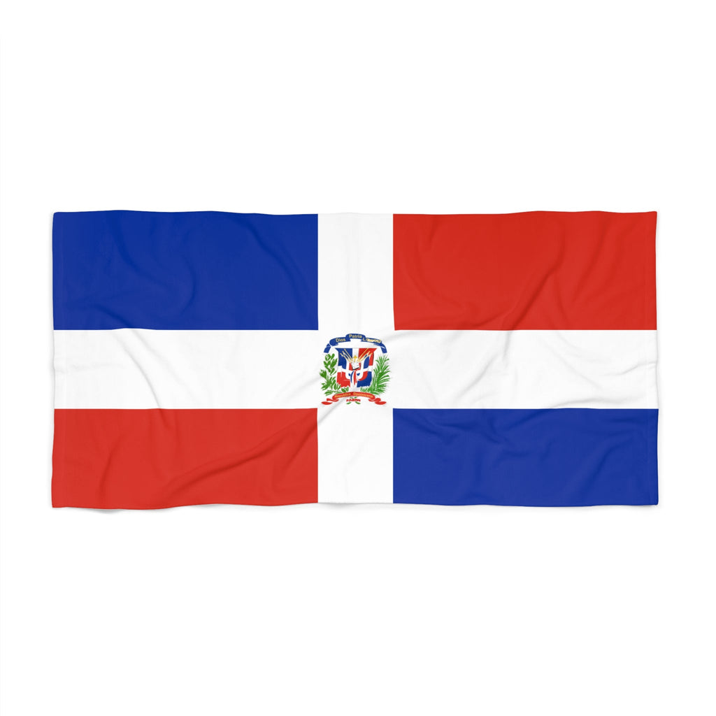Serviette de plage drapeau de la République Dominicaine | Qualité longue durée - 2 tailles | Fierté dominicaine, cadeau pour les Dominicains