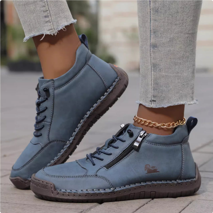 Chaussures plates cousues faites à la main pour femmes – Ballerines décontractées à lacets et semelle souple