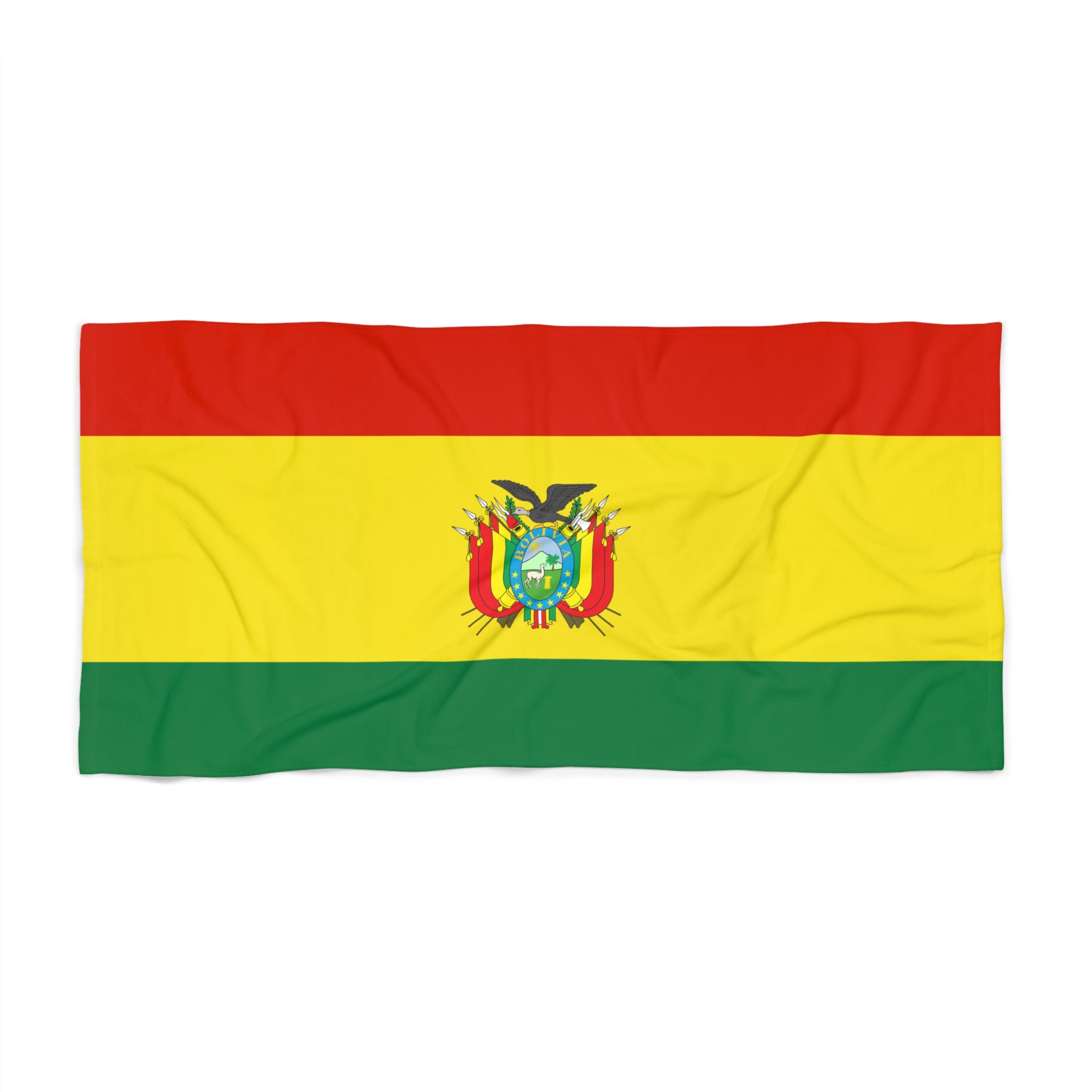 Serviette de plage drapeau de la Bolivie | Qualité et durabilité - 2 tailles | Fierté bolivienne | Cadeau pour les Boliviens
