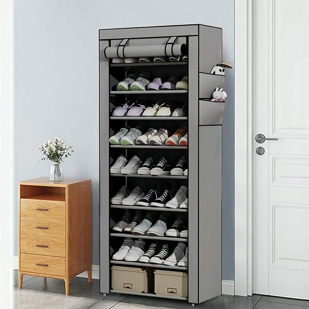Étagère de rangement à chaussures à 10 niveaux et 9 grilles, organisateur de placard
