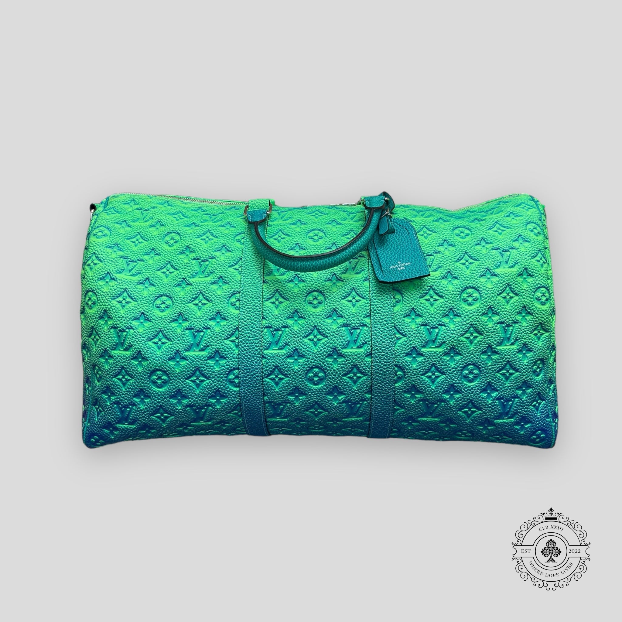 Sac cabas Keepall en cuir Taurillon Illusion bleu vert Louis Vuitton