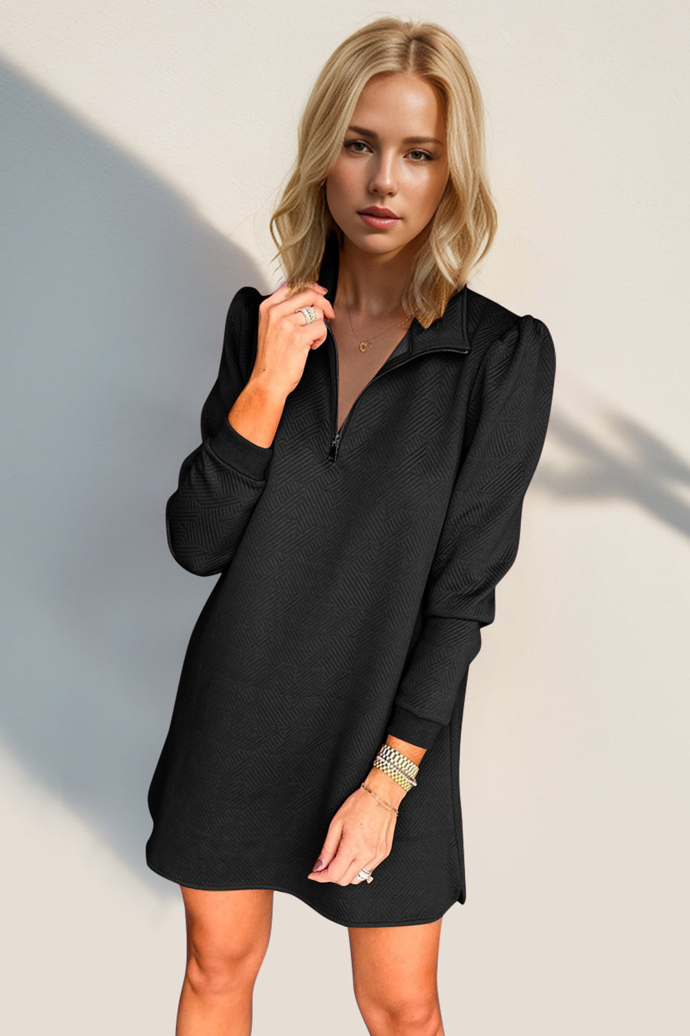 Robe longue zippée texturée Double Take Robe zippée classique pour femme Robe d'extérieur confortable