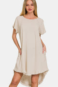 Robe fluide asymétrique à franges avec poches – Robe asymétrique fluide, Robe bohème à franges, Robe fluide à poches, Robe bohème asymétrique, Robe asymétrique élégante, Robe bohème polyvalente, Robe d'été fluide