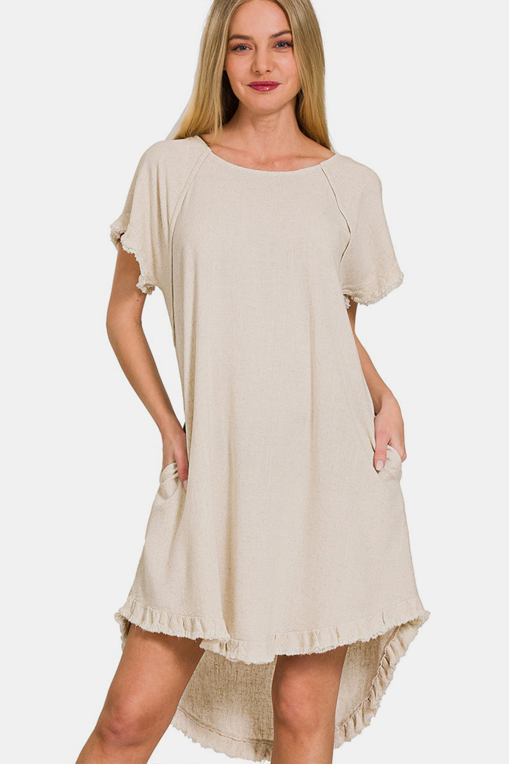 Robe fluide asymétrique à franges avec poches – Robe asymétrique fluide, Robe bohème à franges, Robe fluide à poches, Robe bohème asymétrique, Robe asymétrique élégante, Robe bohème polyvalente, Robe d'été fluide