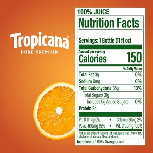 Tropicana Pure Premium 100 % Pur Jus d'Orange Original, Légèrement Pulpeux, Format Individuel, Bouteille de 325 ml