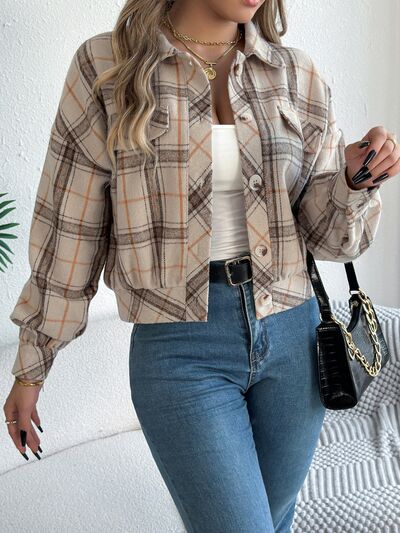 Veste à carreaux boutonnée à manches longues pour femme, confortable, tendance et décontractée, veste simple