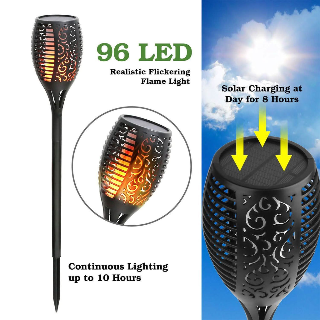 Torche solaire à flamme avec 96 LED