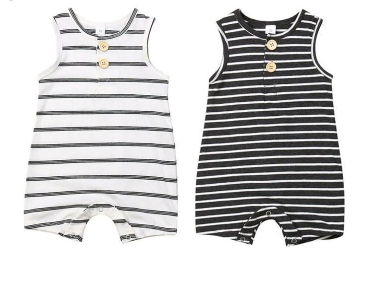 Grenouillère rayée sans manches pour nouveau-né bébé garçon/fille, tenue barboteuse, pyjama