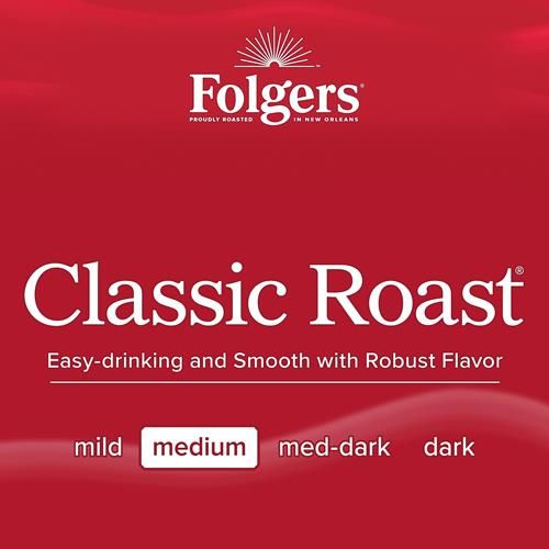 Folgers Classic Roast Medium Roast Ground Coffee, 9.6 Ounce