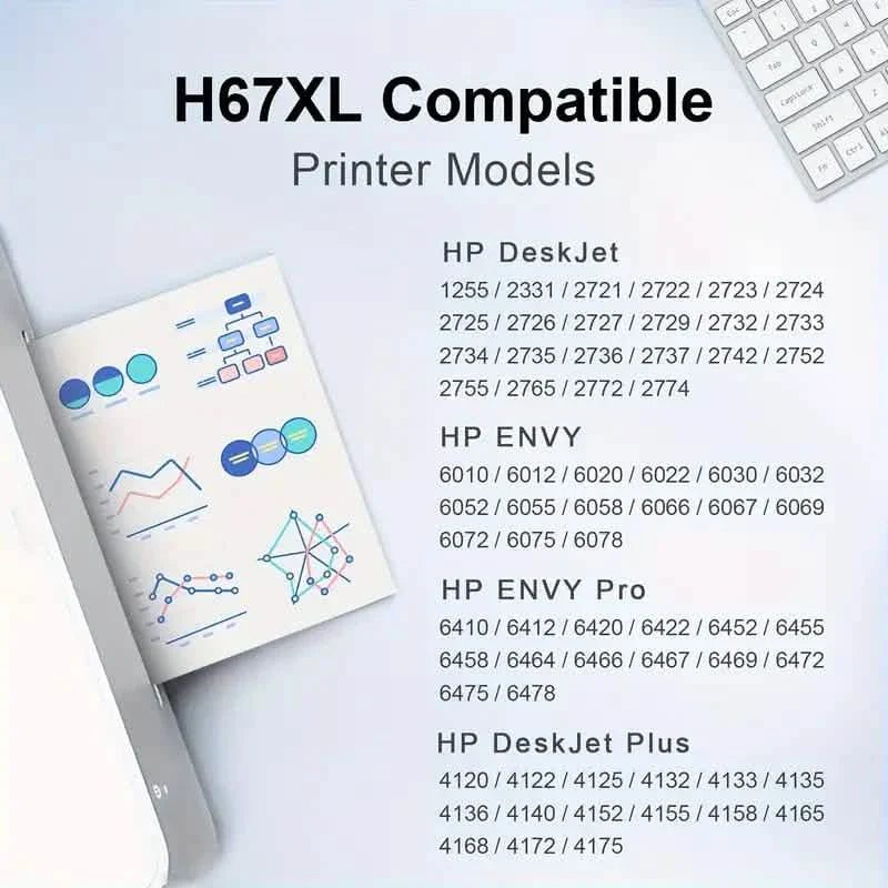 Cartouche d'encre haute capacité 67XL pour imprimantes HP DeskJet et Envy
