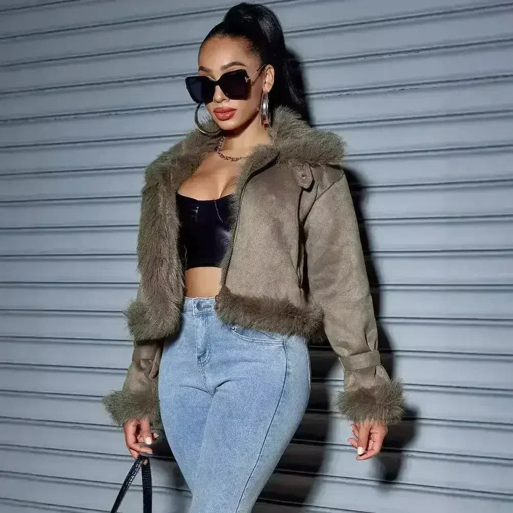 Manteau court en daim pour femme – Streetwear automne et hiver en similicuir