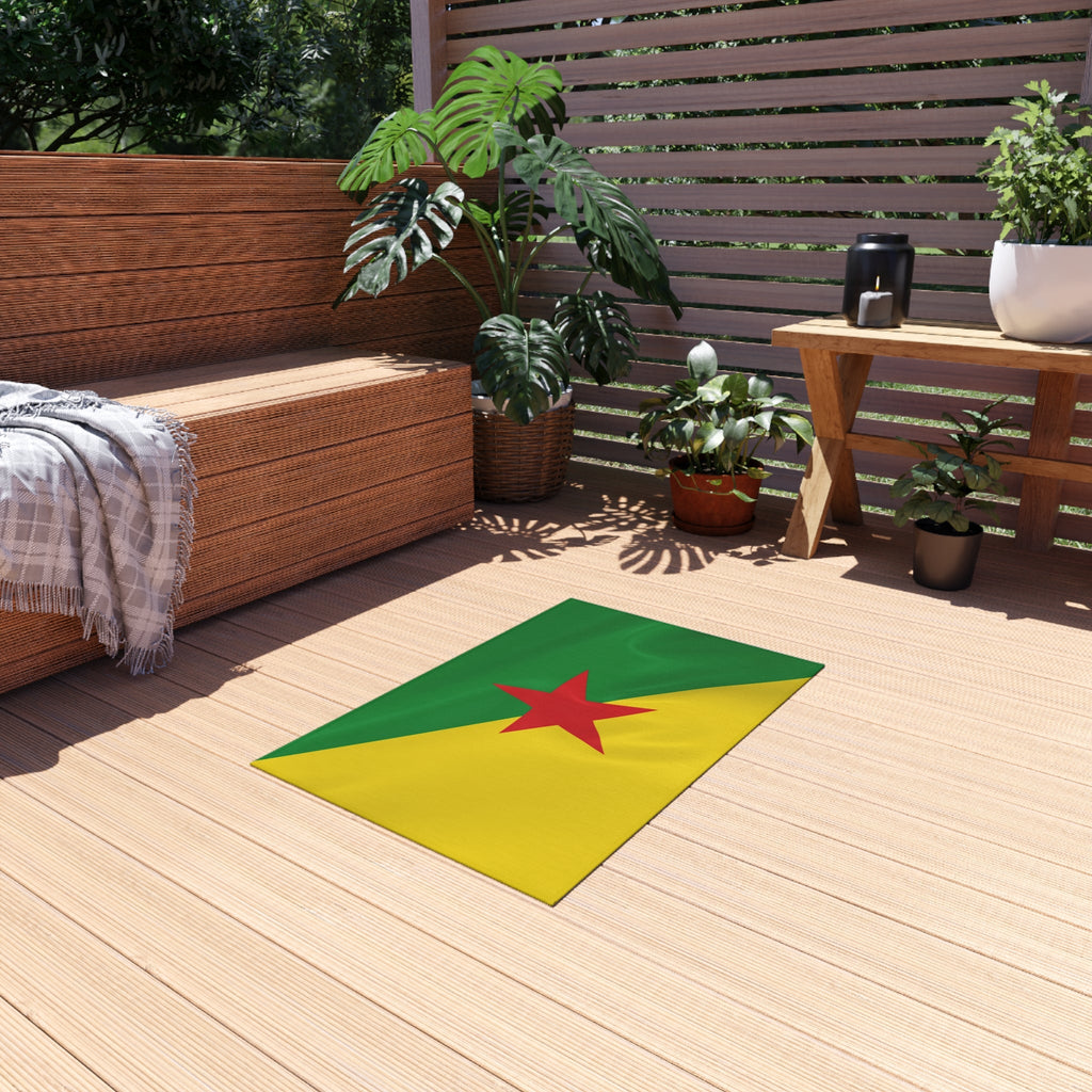 Paillasson extérieur antidérapant drapeau de la Guyane française | Cayenne | Matoury | Kourou | Cadeau pour les Guyanais | 60x90 cm