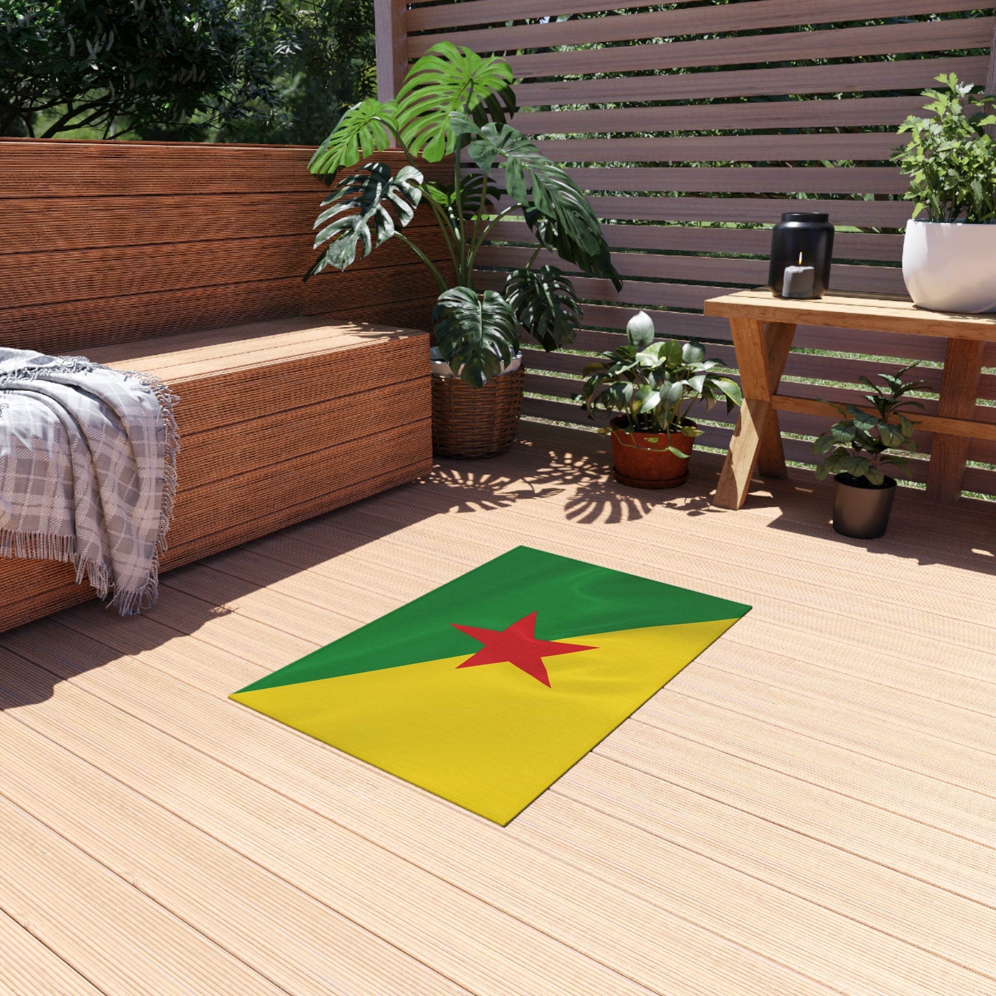 Paillasson extérieur antidérapant drapeau de la Guyane française | Cayenne | Matoury | Kourou | Cadeau pour les Guyanais | 60x90 cm