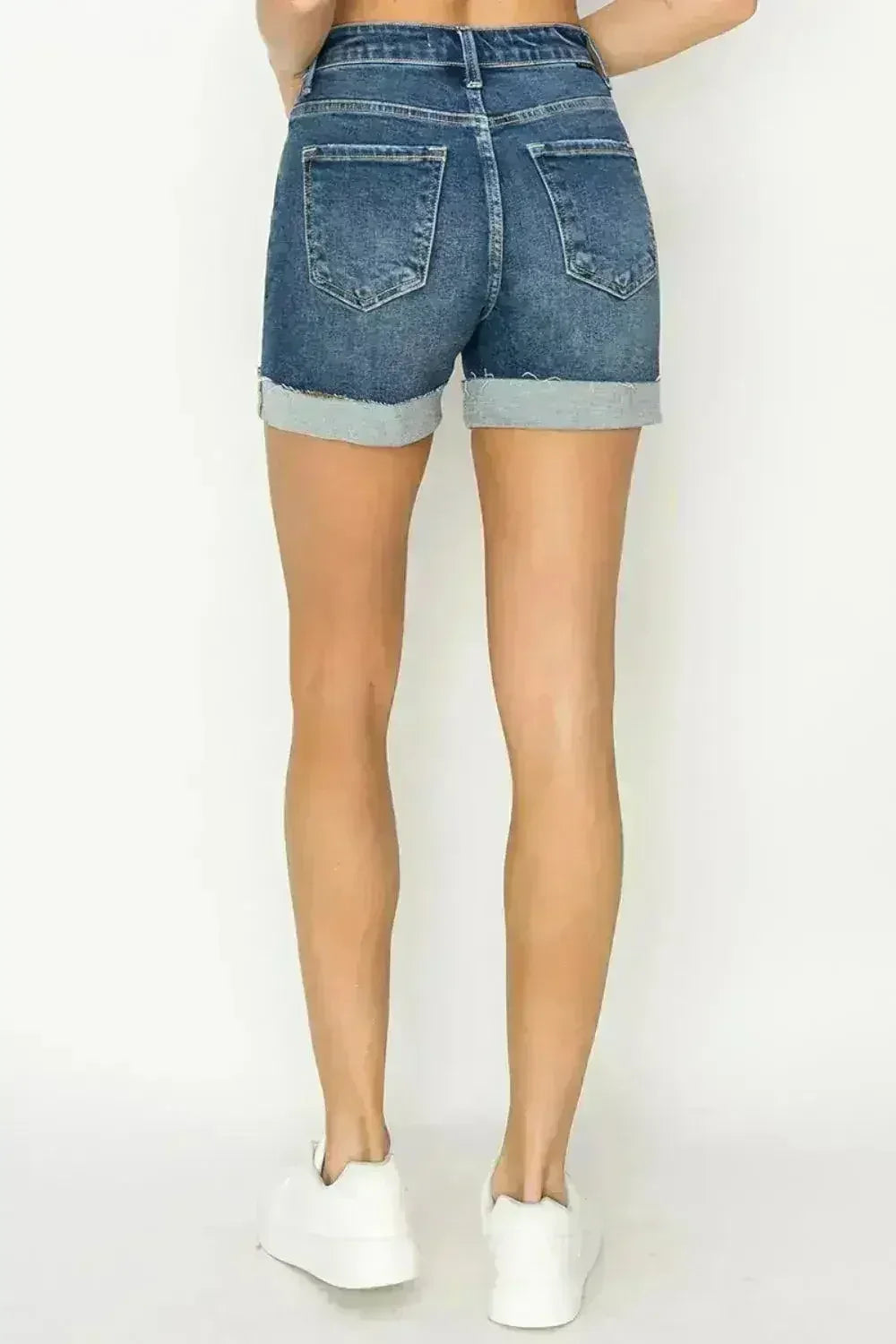 Shorts en jean RISEN taille haute à revers