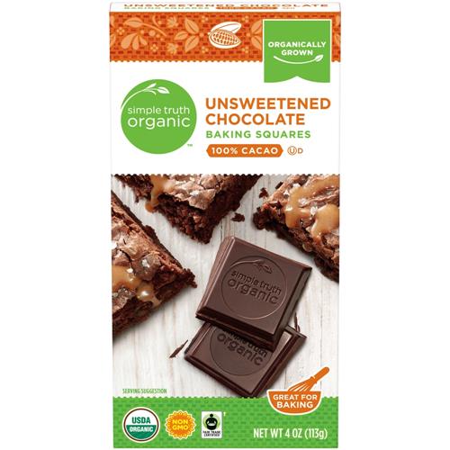 Carrés de chocolat à pâtisserie bio non sucrés Simple Truth, 113 g