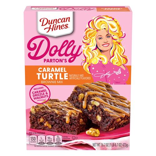 Préparation pour brownies saveur caramel tortue Duncan Hines Dolly Parton, 473 g.