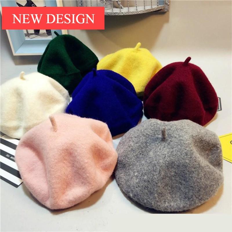 Béret Chapeau Bébé Peintre Britannique en Pure Laine pour Filles, Nouveau Design Rétro Moderne