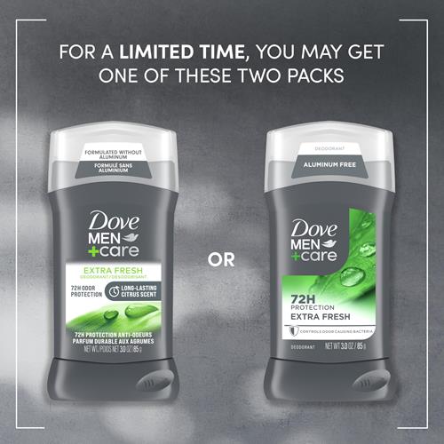 Dove Men+Care Déodorant en stick sans aluminium pour homme, fraîcheur intense, protection anti-odeurs 72 heures, déodorant homme avec 1/4 de crème hydratante, 85 g