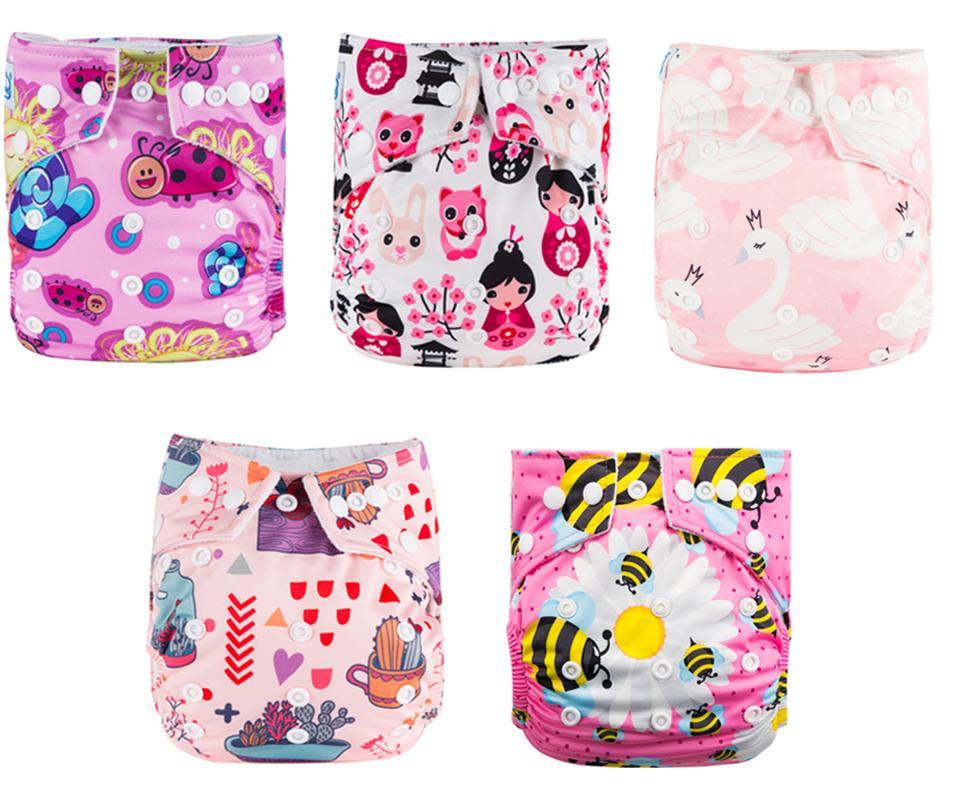 Couches imprimées de luxe modernes pour bébé, lot de 5, couches lavables de bonne qualité avec poche pour enfants