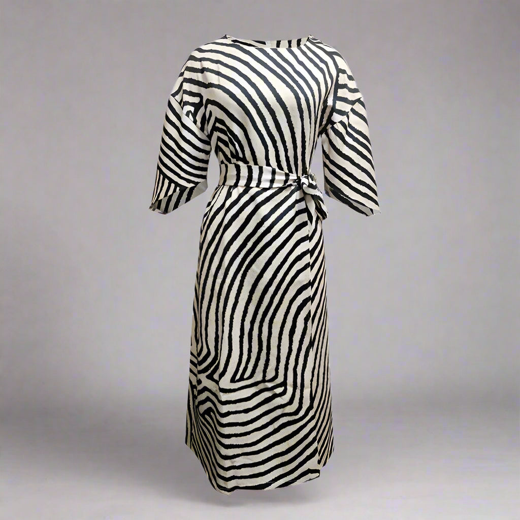 Robe longue fluide à manches chauve-souris et imprimé géométrique – 12 modèles, du XS au XXXL