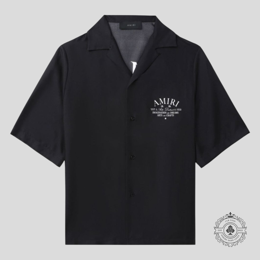 T-shirt en soie boutonné Amiri Imaginations noir