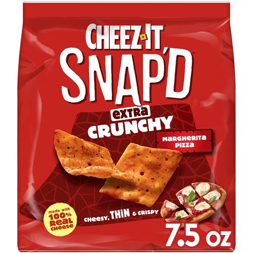 Cheez-It Snap'd Snacks cu fromage cu Margherita Pizza, Chips Mince, Snack pour le déjeuner, Croustillants, 212g (1 sachet)
