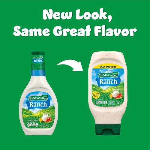 Sauce et vinaigrette Original Ranch Hidden Valley, bouteille compressible, 16 oz liq. (l'emballage peut varier)