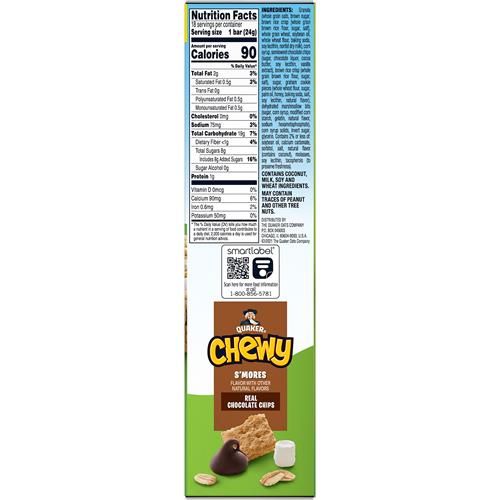 Quaker Chewy Smores, véritables pépites de chocolat, 24 g, 18 unités