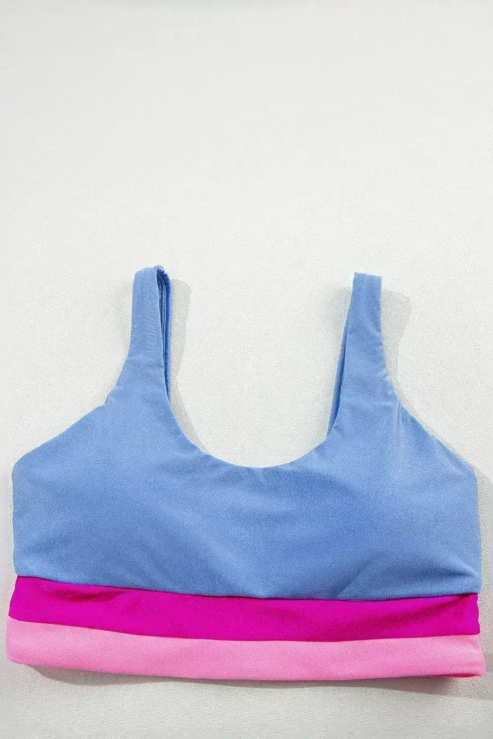 Maillot de bain bikini taille haute color block bleu clair