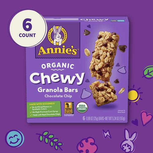 Barres tendres biologiques Annie's, pépites de chocolat, 6 barres, 151 g