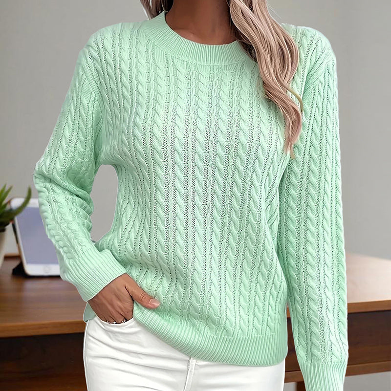 Haut en maille texturée à col rond pour femme