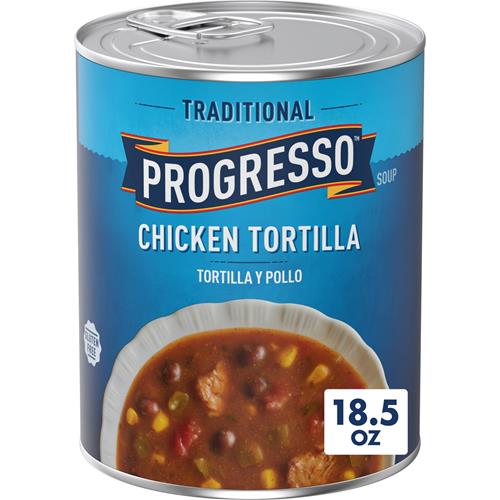 Progresso Traditionnelle, Soupe en conserve Poulet Tortilla, Sans gluten, 524 g.