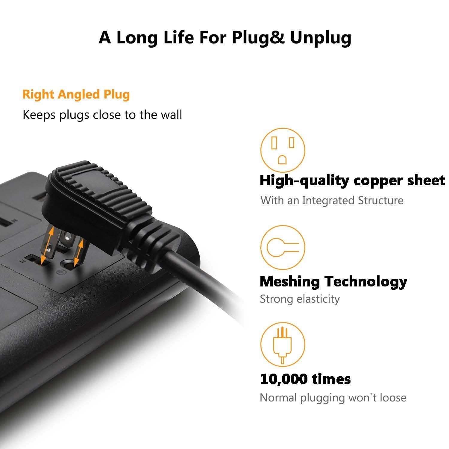 Parasurtenseur multiprise USB de 2,98 m